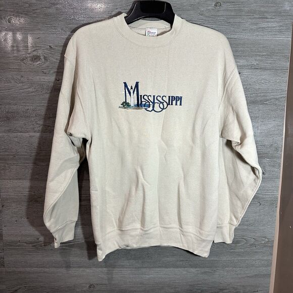 Vintage Desert Heat Crewneck Sweater Mississippi Lighthouse Embroidered Medium - Picture 1 of 7